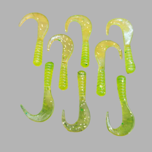 Curly Tail Grub Soft Lure – Glow Green (Glitter Series)